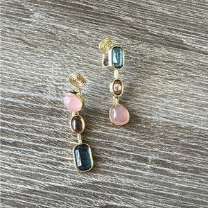 NWOT Anthropologie Gold and Multicolor clip on Earrings A359